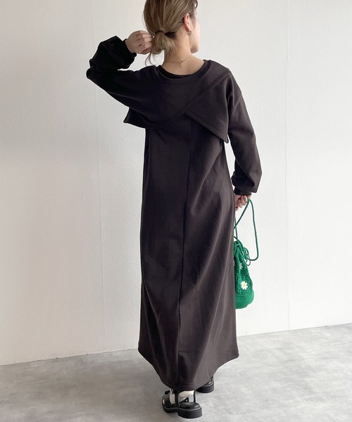 w closet（ダブルクローゼット）の「【マルチウェイ】レイヤードスウェットワンピース（ワンピース・レディース・ライム/アイボリー/スミクロ・FREE）」の22枚目の写真