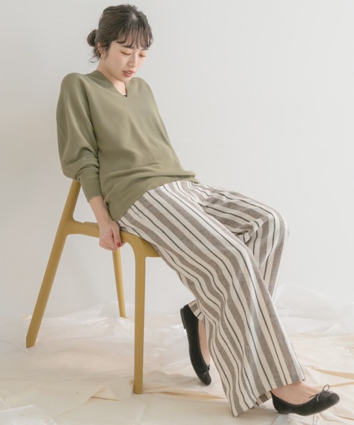 ITEMS URBANRESEARCH(アイテムズ アーバンリサーチ)の「ホールガーメントVネックニット(ニット/セーター・レディース・ライトカーキ/アイボリー/ブルー・FREE)」の22枚目の写真