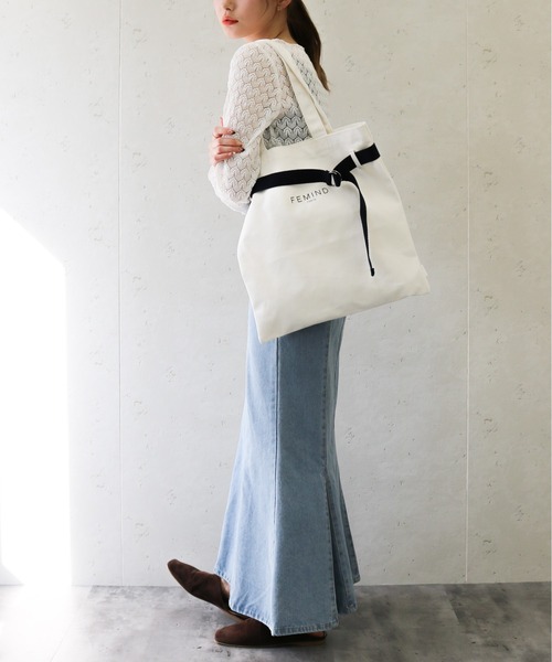FEMIND TOKYO（フェマイントウキョウ）の「FEMIND TOKYO/フェマイントウキョウ　ベルト付2WAYトートバッグ（トートバッグ・レディース・アイボリー・FREE）」の14枚目の写真