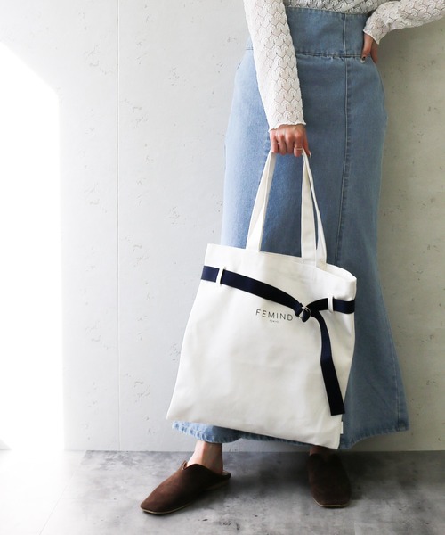 FEMIND TOKYO（フェマイントウキョウ）の「FEMIND TOKYO/フェマイントウキョウ　ベルト付2WAYトートバッグ（トートバッグ・レディース・アイボリー・FREE）」の9枚目の写真