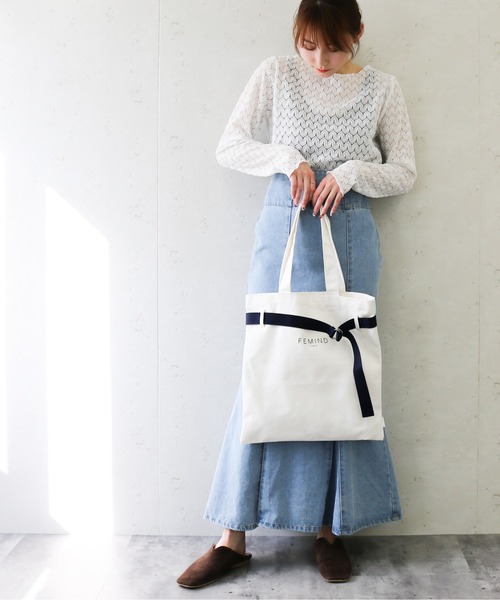 FEMIND TOKYO（フェマイントウキョウ）の「FEMIND TOKYO/フェマイントウキョウ　ベルト付2WAYトートバッグ（トートバッグ・レディース・アイボリー・FREE）」の8枚目の写真