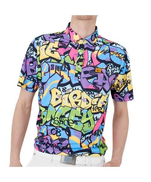 Loudmouth(ラウドマウス)の「LOUDMOUTH/ラウドマウス ゴルフウェア 総柄 吸汗速乾 UVカット 接触冷感 ボタンダウン 半袖 ポロシャツ(ポロシャツ・メンズ・その他/ライトグリーン系/ブルー系その他/ブラック系その他/マルチ/ホワイト系その他・L/LL/M/XXL/XL)」の14枚目の写真