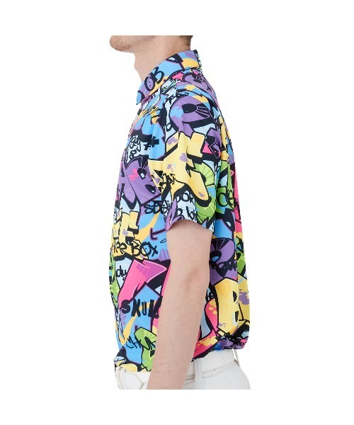 Loudmouth(ラウドマウス)の「LOUDMOUTH/ラウドマウス ゴルフウェア 総柄 吸汗速乾 UVカット 接触冷感 ボタンダウン 半袖 ポロシャツ(ポロシャツ・メンズ・その他/ライトグリーン系/ブルー系その他/ブラック系その他/マルチ/ホワイト系その他・L/LL/M/XXL/XL)」の15枚目の写真