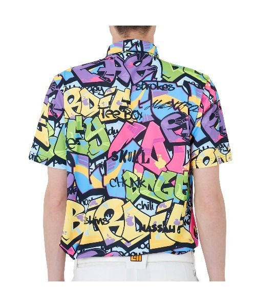 Loudmouth(ラウドマウス)の「LOUDMOUTH/ラウドマウス ゴルフウェア 総柄 吸汗速乾 UVカット 接触冷感 ボタンダウン 半袖 ポロシャツ(ポロシャツ・メンズ・その他/ライトグリーン系/ブルー系その他/ブラック系その他/マルチ/ホワイト系その他・L/LL/M/XXL/XL)」の16枚目の写真