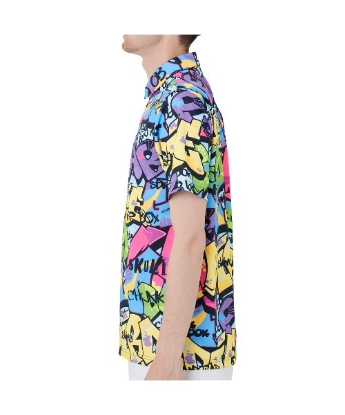 Loudmouth(ラウドマウス)の「LOUDMOUTH/ラウドマウス ゴルフウェア 総柄 吸汗速乾 UVカット 接触冷感 ボタンダウン 半袖 ポロシャツ(ポロシャツ・メンズ・その他/ライトグリーン系/ブルー系その他/ブラック系その他/マルチ/ホワイト系その他・L/LL/M/XXL/XL)」の18枚目の写真