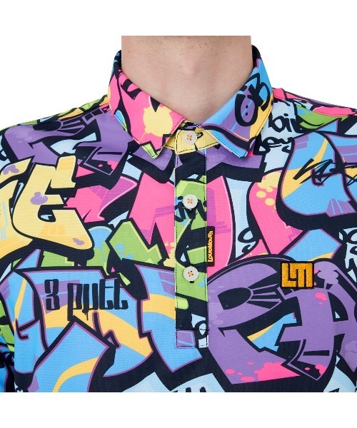 Loudmouth(ラウドマウス)の「LOUDMOUTH/ラウドマウス ゴルフウェア 総柄 吸汗速乾 UVカット 接触冷感 ボタンダウン 半袖 ポロシャツ(ポロシャツ・メンズ・その他/ライトグリーン系/ブルー系その他/ブラック系その他/マルチ/ホワイト系その他・L/LL/M/XXL/XL)」の20枚目の写真