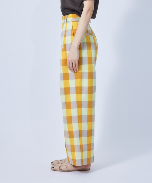 ROPE'(ロペ)の「ハイライズチェックワイドパンツ(その他パンツ・レディース・オレンジ/グリーン・38/36)」の7枚目の写真