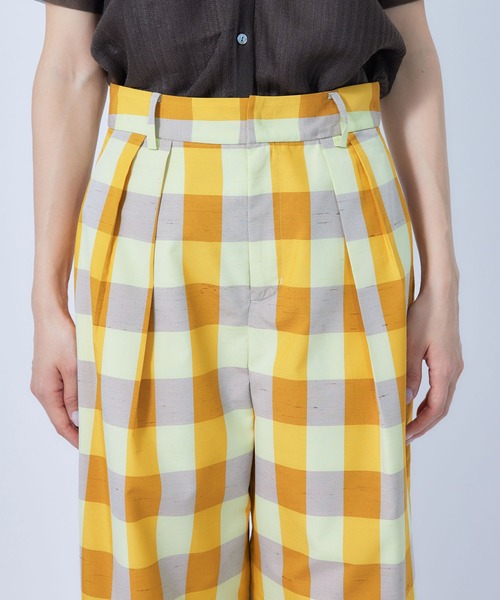 ROPE'(ロペ)の「ハイライズチェックワイドパンツ(その他パンツ・レディース・オレンジ/グリーン・38/36)」の9枚目の写真