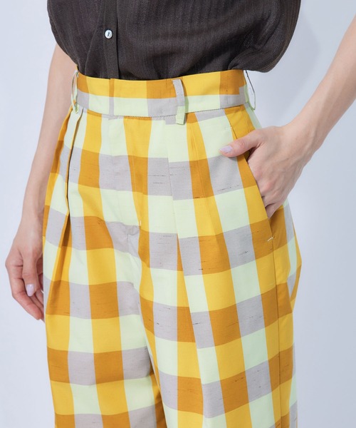 ROPE'(ロペ)の「ハイライズチェックワイドパンツ(その他パンツ・レディース・オレンジ/グリーン・38/36)」の11枚目の写真