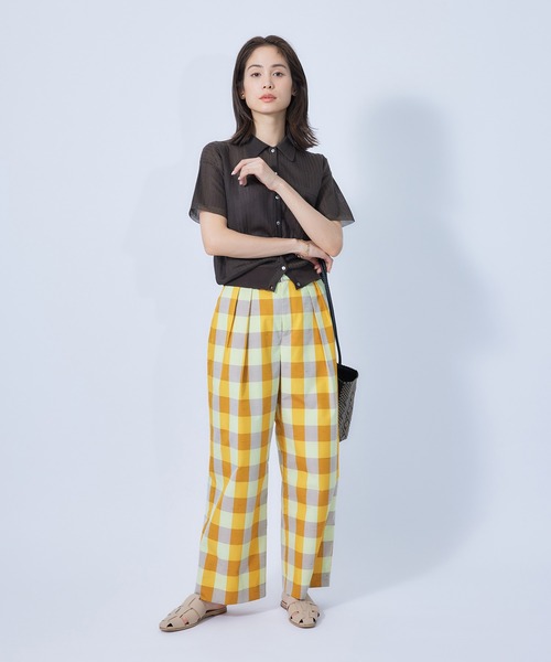 ROPE'(ロペ)の「ハイライズチェックワイドパンツ(その他パンツ・レディース・オレンジ/グリーン・38/36)」の17枚目の写真