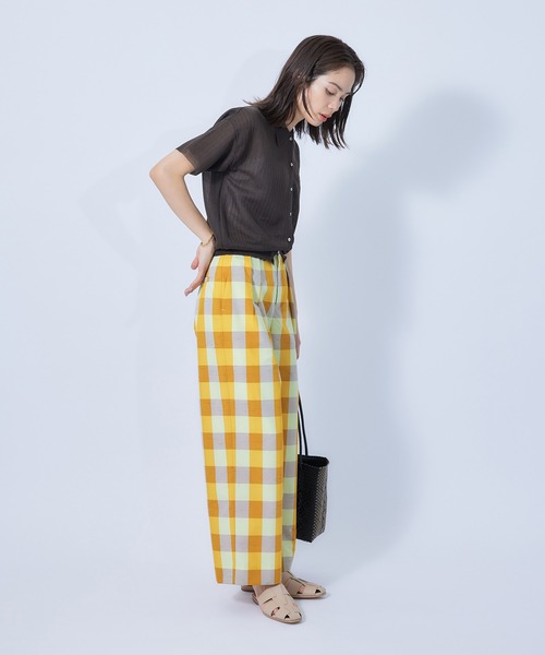 ROPE'(ロペ)の「ハイライズチェックワイドパンツ(その他パンツ・レディース・オレンジ/グリーン・38/36)」の15枚目の写真