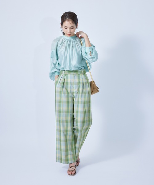 ROPE'(ロペ)の「ハイライズチェックワイドパンツ(その他パンツ・レディース・オレンジ/グリーン・38/36)」の16枚目の写真