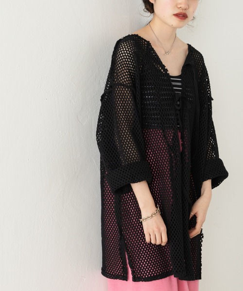 Kastane(カスタネ)の「メッシュ2WAYオーバーカーディガン(カーディガン/ボレロ・レディース・ブラック/ベージュ/オフホワイト・FREE)」の18枚目の写真