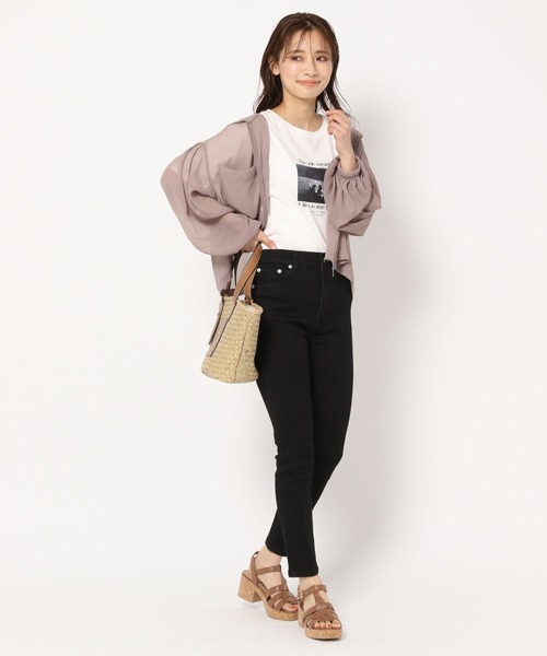 割引購入 mysty woman（ミスティウーマン）の「楊柳シアショートパーカー トップス