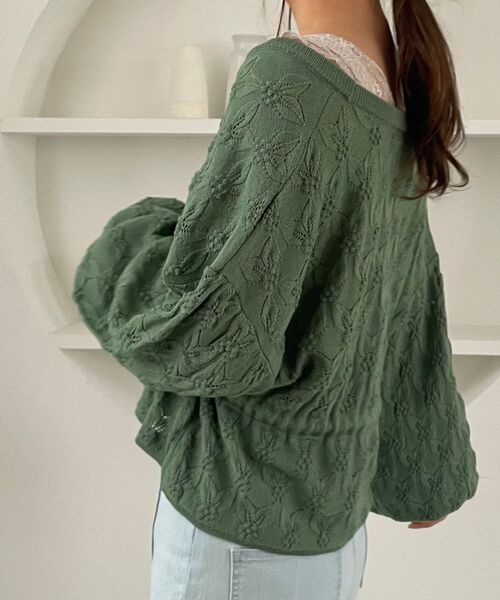 MAJESTIC LEGON（マジェスティックレゴン）の「ウエストきゅっとスカシカーデ（カーディガン/ボレロ・レディース・イエロー/グリーン/アイボリー・MEDIUM）」の11枚目の写真