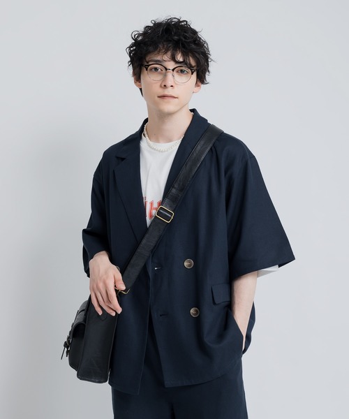 MUHET(ミュエータ)の「リネン混ダブルブレストジャケット(テーラードジャケット・レディース・ネイビー/ブラウン・SMALL/MEDIUM/X-LARGE)」の11枚目の写真