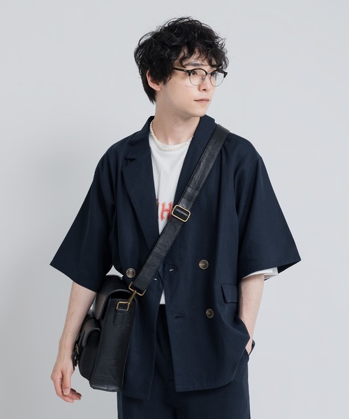 MUHET(ミュエータ)の「リネン混ダブルブレストジャケット(テーラードジャケット・レディース・ネイビー/ブラウン・SMALL/MEDIUM/X-LARGE)」の12枚目の写真