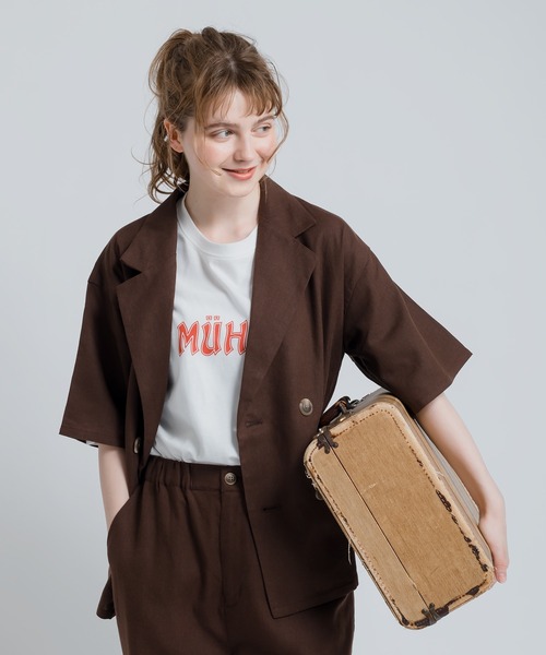 MUHET(ミュエータ)の「リネン混ダブルブレストジャケット(テーラードジャケット・レディース・ネイビー/ブラウン・SMALL/MEDIUM/X-LARGE)」の20枚目の写真