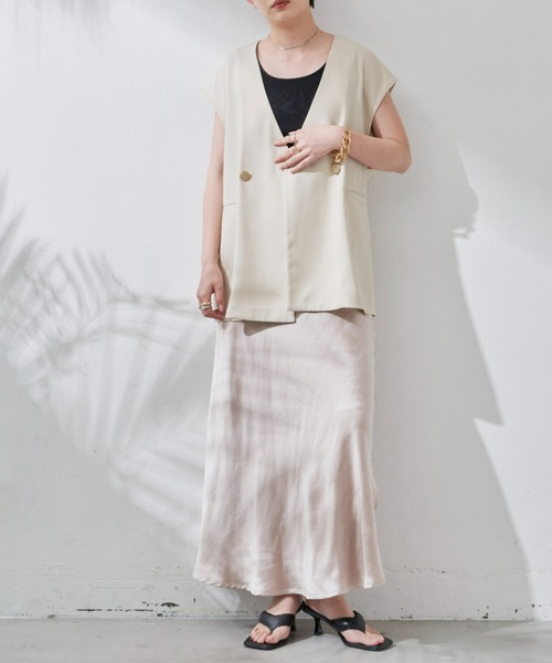 Aunt Marie's（アントマリーズ）の「サテンスリットロングスカート（スカート・レディース・ブラック/ライトグリーン/ナチュラル・FREE）」の15枚目の写真