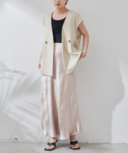 Aunt Marie's（アントマリーズ）の「サテンスリットロングスカート（スカート・レディース・ブラック/ライトグリーン/ナチュラル・FREE）」の17枚目の写真