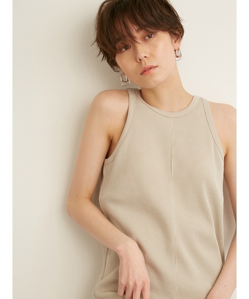emmi(エミ)の「【emmi atelier】シャイニーワッフルワンピース(ワンピース・レディース・チャコールグレー/ライトベージュ・FREE)」の12枚目の写真