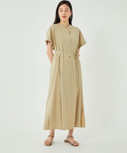 新品タグ付【green label relaxing】フレンチスリーブワンピース green label relaxing ワンピース カッセン ウエストタック
