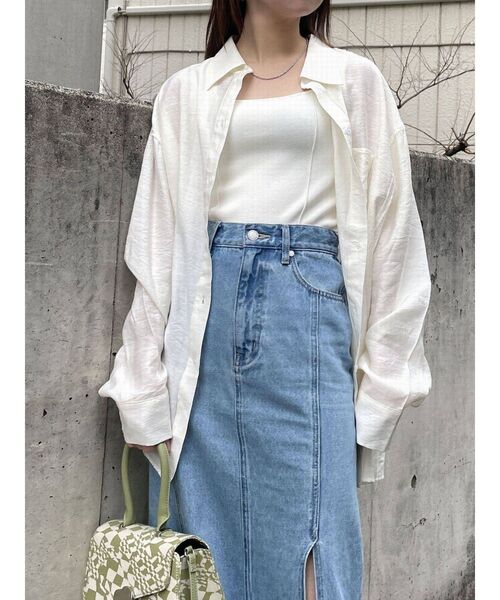 EMODA（エモダ）の「アウトラインルーズシャツ（シャツ/ブラウス・レディース・ブラック/グレー/ライム/アイボリー・FREE）」の2枚目の写真