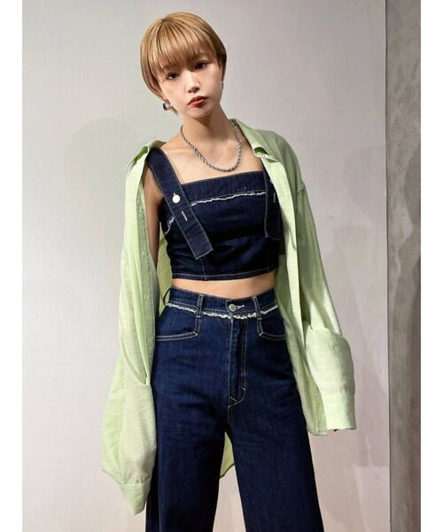 EMODA（エモダ）の「アウトラインルーズシャツ（シャツ/ブラウス・レディース・ブラック/グレー/ライム/アイボリー・FREE）」の6枚目の写真