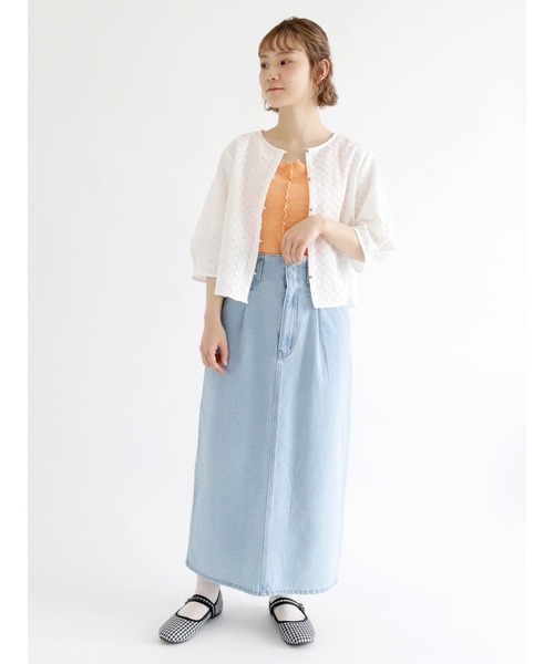 ehka sopo(エヘカソポ)の「しぼしぼメロータンクトップ(タンクトップ・レディース・ブラック/オフホワイト/オレンジ/ラベンダー・フリ-)」の7枚目の写真