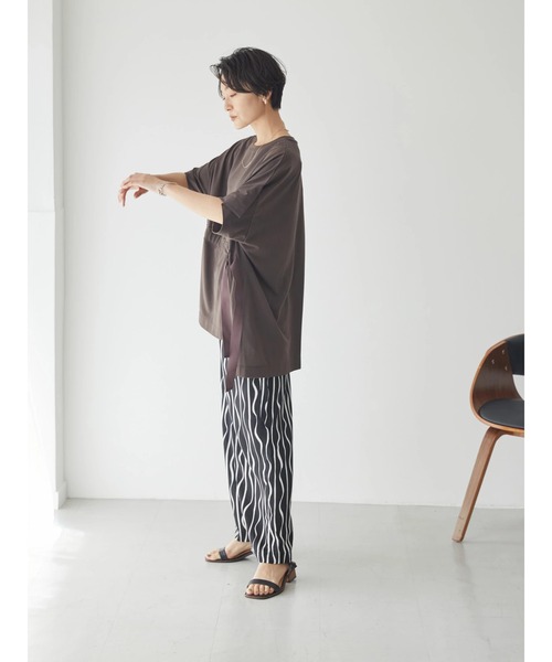 AMERICAN HOLIC(アメリカンホリック)の「ストライプ柄サテンパンツ(その他パンツ・レディース・ブラック・M/L)」の5枚目の写真