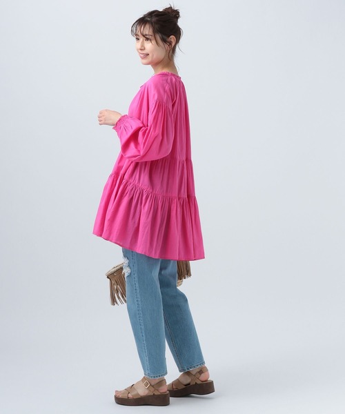 セール】【INDIA IS BEAUTIFUL】ティアードムジLS（シャツ/ブラウス