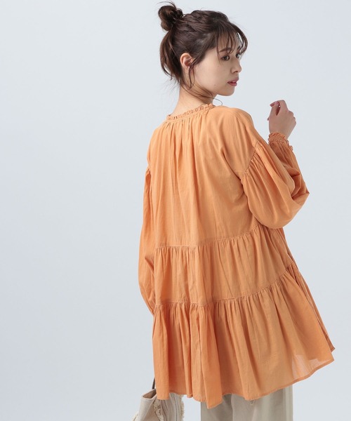BAYFLOW(ベイフロー)の「【INDIA IS BEAUTIFUL】ティアードムジLS(シャツ/ブラウス・レディース・オレンジ/ピンク・FREE)」の11枚目の写真