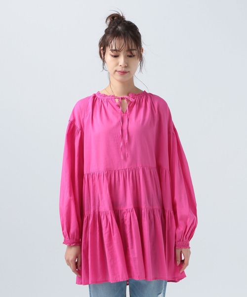 セール】【INDIA IS BEAUTIFUL】ティアードムジLS（シャツ/ブラウス