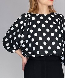 リネンライクビッグドットブラウス