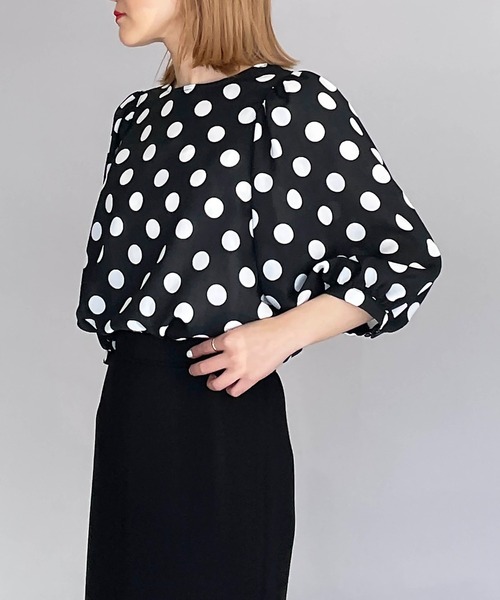 DIARIUM（ディアリウム）の「リネンライクビッグドットブラウス（シャツ/ブラウス・レディース・ブラック/オフホワイト・M）」の7枚目の写真