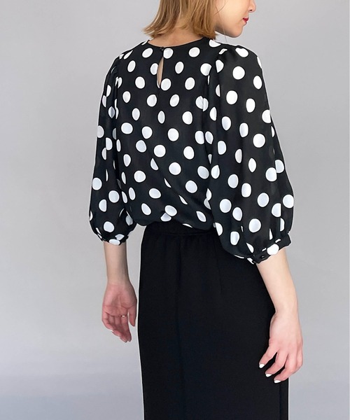 DIARIUM（ディアリウム）の「リネンライクビッグドットブラウス（シャツ/ブラウス・レディース・ブラック/オフホワイト・M）」の6枚目の写真