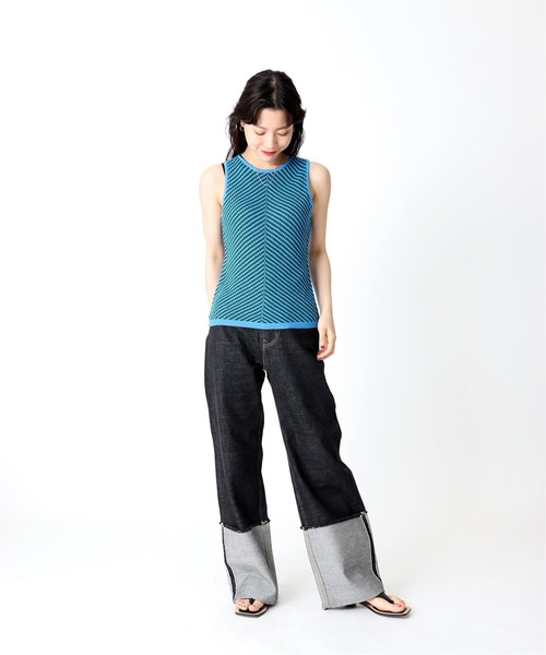 Oriens JOURNAL STANDARD（オリエンス ジャーナルスタンダード）の「◆バイアスボーダーニットタンクトップ（タンクトップ・レディース・オレンジ/グリーン/ブルー/イエロー・FREE）」の5枚目の写真