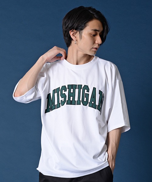 SILVER BULLET（シルバーバレット）の「『CavariA/キャバリア』シルケットポンチクルーネック半袖ドロップショルダービッグTシャツ（Tシャツ/カットソー・メンズ・ブルー/グレイッシュベージュ/ブラック/ホワイト・M/L）」の2枚目の写真