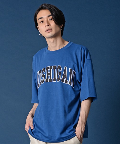 SILVER BULLET（シルバーバレット）の「『CavariA/キャバリア』シルケットポンチクルーネック半袖ドロップショルダービッグTシャツ（Tシャツ/カットソー・メンズ・ブルー/グレイッシュベージュ/ブラック/ホワイト・M/L）」の4枚目の写真