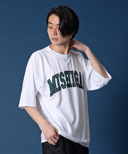 SILVER BULLET（シルバーバレット）の「『CavariA/キャバリア』シルケットポンチクルーネック半袖ドロップショルダービッグTシャツ（Tシャツ/カットソー・メンズ・ブルー/グレイッシュベージュ/ブラック/ホワイト・M/L）」の18枚目の写真