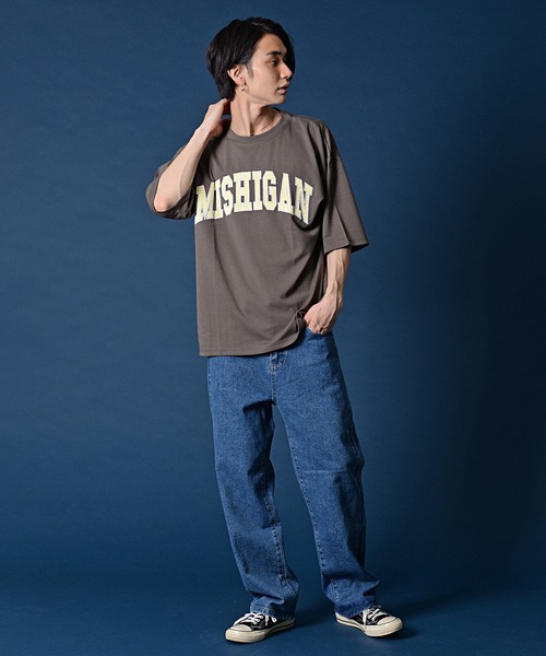 SILVER BULLET（シルバーバレット）の「『CavariA/キャバリア』シルケットポンチクルーネック半袖ドロップショルダービッグTシャツ（Tシャツ/カットソー・メンズ・ブルー/グレイッシュベージュ/ブラック/ホワイト・M/L）」の6枚目の写真