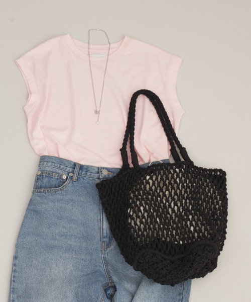 Aunt Marie's（アントマリーズ）の「メッシュ編みカラートート（トートバッグ・レディース・グリーン/ホワイト/パープル/ブラック・FREE）」の7枚目の写真