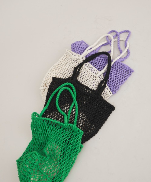 Aunt Marie's（アントマリーズ）の「メッシュ編みカラートート（トートバッグ・レディース・グリーン/ホワイト/パープル/ブラック・FREE）」の5枚目の写真
