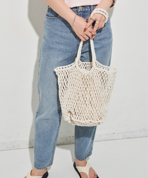 Aunt Marie's（アントマリーズ）の「メッシュ編みカラートート（トートバッグ・レディース・グリーン/ホワイト/パープル/ブラック・FREE）」の15枚目の写真