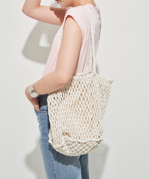 Aunt Marie's（アントマリーズ）の「メッシュ編みカラートート（トートバッグ・レディース・グリーン/ホワイト/パープル/ブラック・FREE）」の17枚目の写真