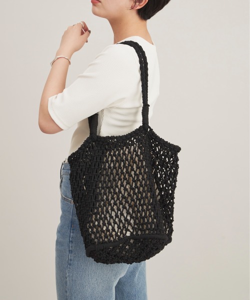 Aunt Marie's（アントマリーズ）の「メッシュ編みカラートート（トートバッグ・レディース・グリーン/ホワイト/パープル/ブラック・FREE）」の9枚目の写真