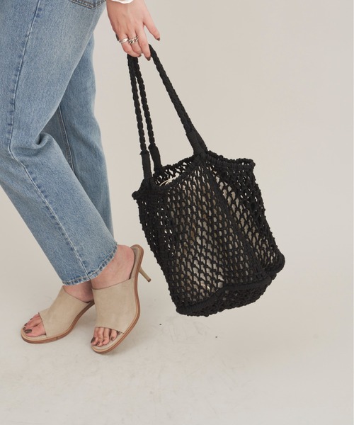 Aunt Marie's（アントマリーズ）の「メッシュ編みカラートート（トートバッグ・レディース・グリーン/ホワイト/パープル/ブラック・FREE）」の10枚目の写真
