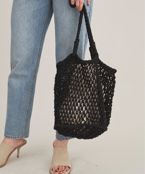 Aunt Marie's（アントマリーズ）の「メッシュ編みカラートート（トートバッグ・レディース・グリーン/ホワイト/パープル/ブラック・FREE）」の11枚目の写真