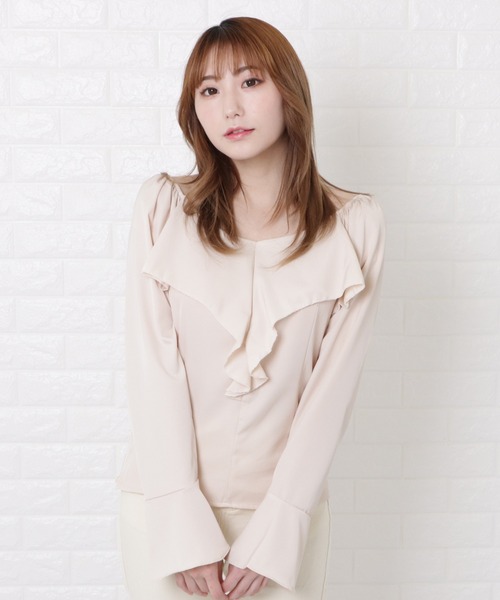 Lace Ladies(レースレディース)の「パフスリーブフリルブラウス(シャツ/ブラウス・レディース・ブラック/ベージュ・XL/S/L/M)」の4枚目の写真