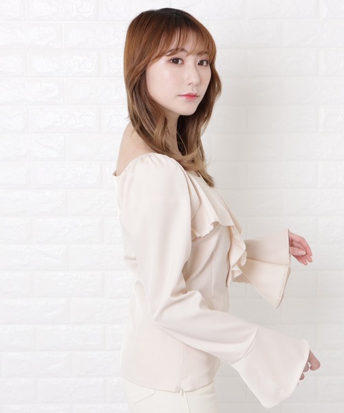 Lace Ladies(レースレディース)の「パフスリーブフリルブラウス(シャツ/ブラウス・レディース・ブラック/ベージュ・XL/S/L/M)」の5枚目の写真